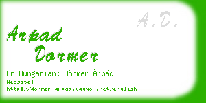 arpad dormer business card